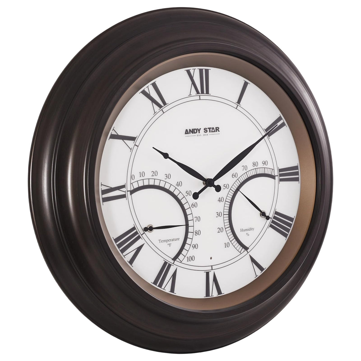 ANDY STAR 24inch outdoor clock front view with large dial for clear patio timekeeping.