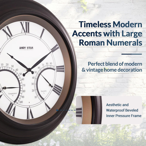 ANDY STAR battery-operated clock works without wires for easy mounting.
