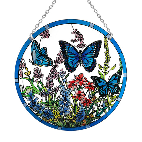 ANFURI butterfly stained glass suncatcher, 8.6 inches, vibrant daylight centerpiece