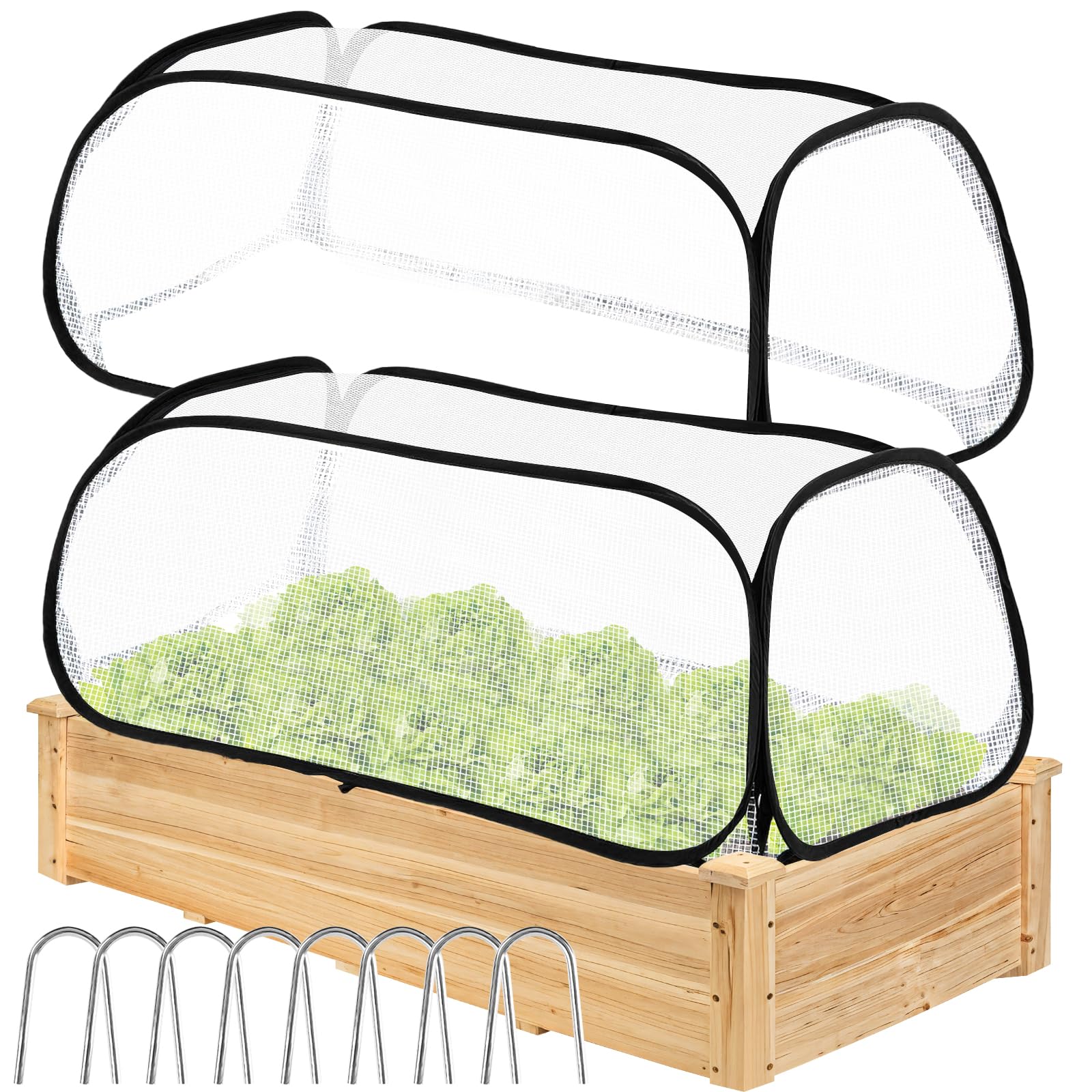 ANGAR 2-Pack raised bed cover front view protects seedlings from cold air