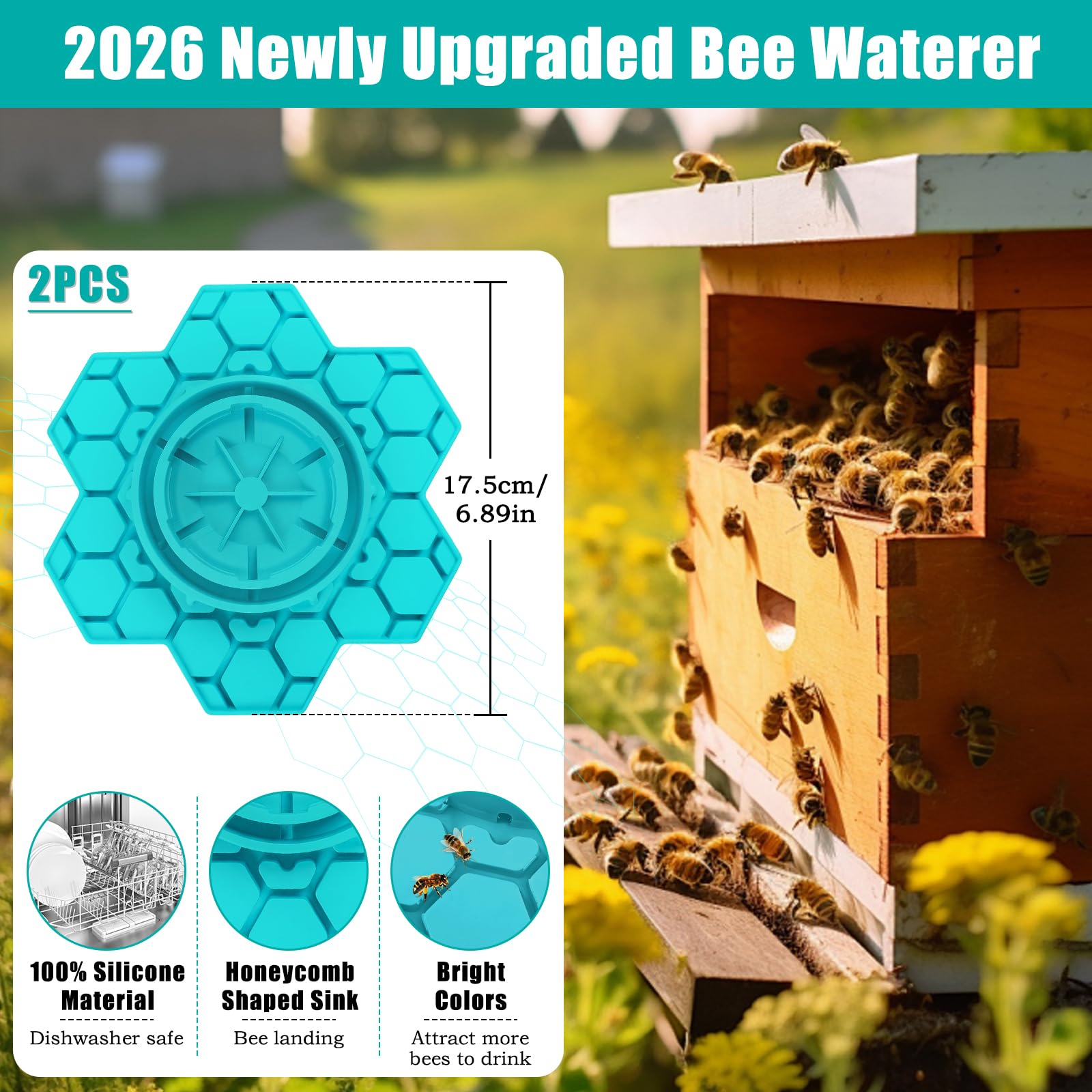 ANGAR small-outlet waterer controls flow for safe bee drinking outdoors.