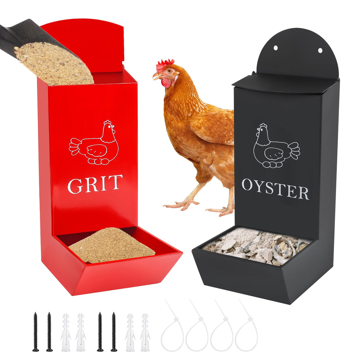 ANGAR chicken grit feeder with large capacity for six chickens