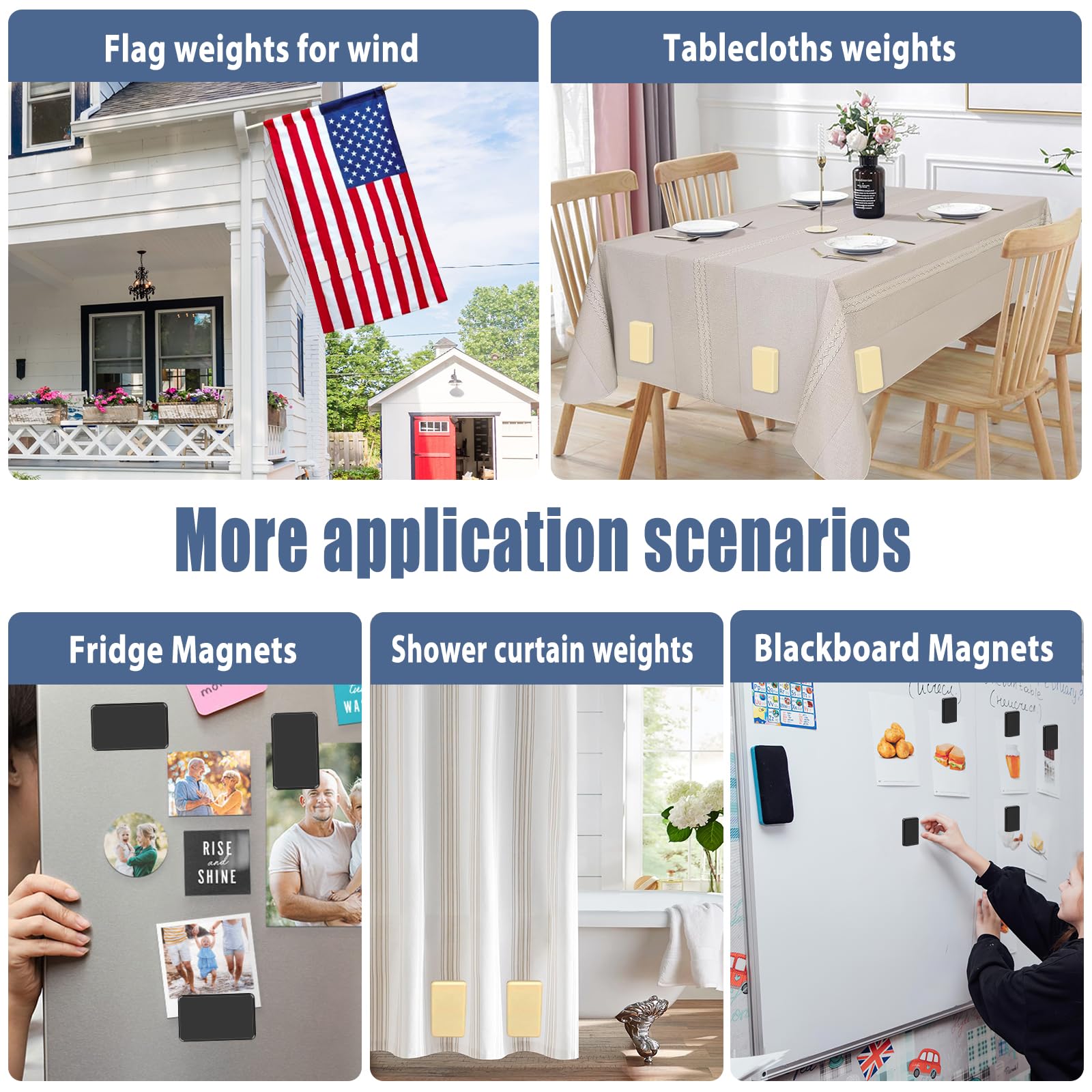 ANGAR weights stabilize curtains, tablecloths, and shower curtains
