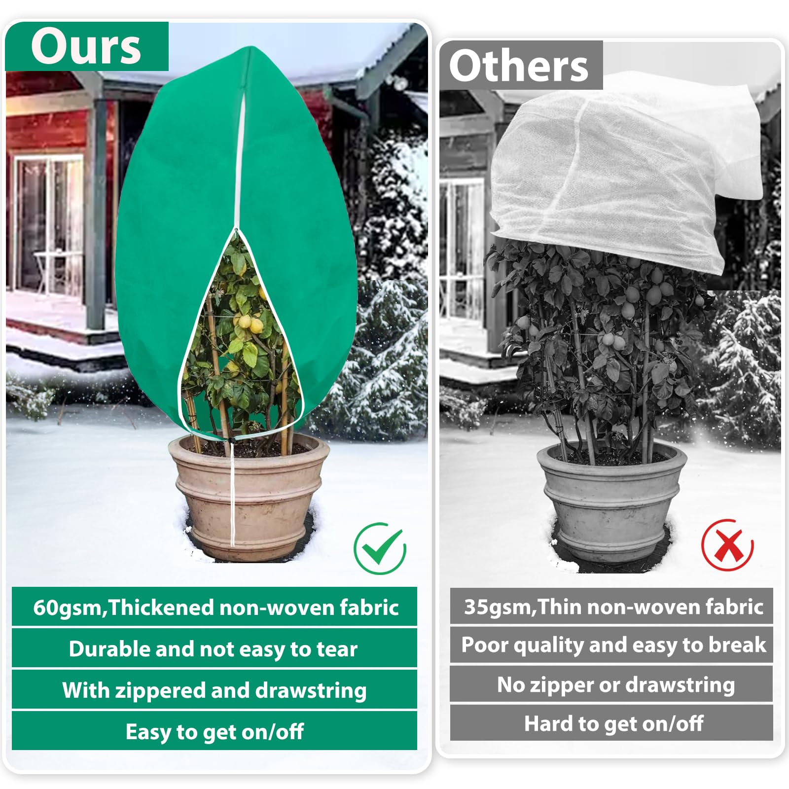 ANGAR frost cover on a potted plant demonstrates mobile shelter