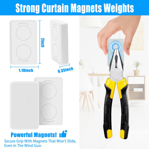 ANGAR heavy-duty magnets securely hold drapes without fabric marks for a neat look.