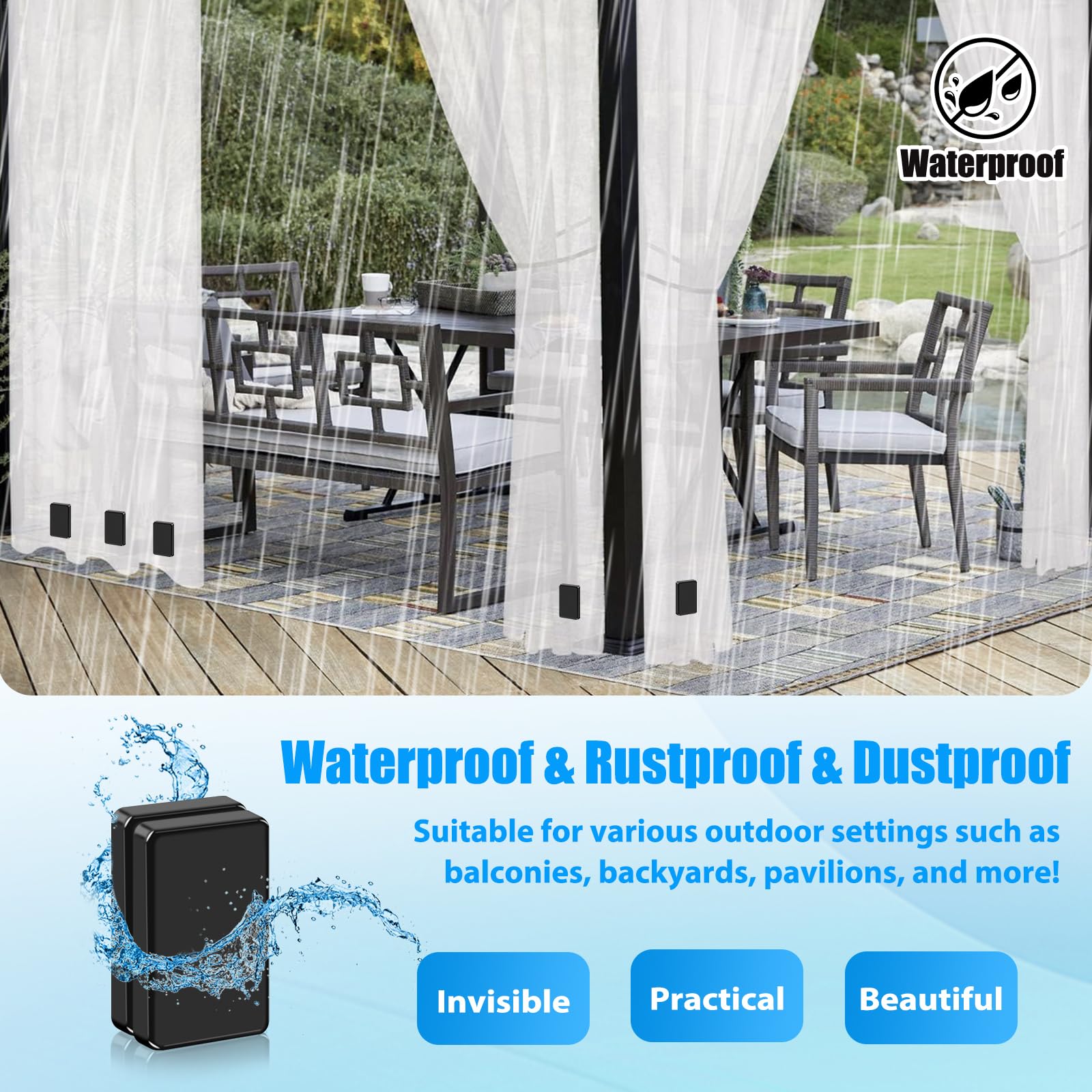 ANGAR matte black curtain weights blending with balcony decor