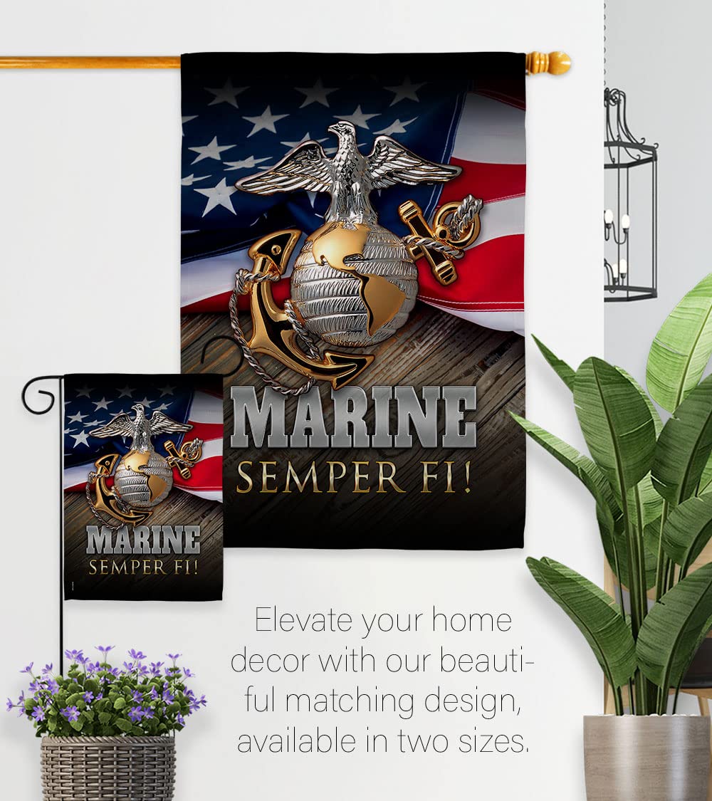 Angeleno Heritage Marine Semper Fi flag 13x18-5 size fits small yards