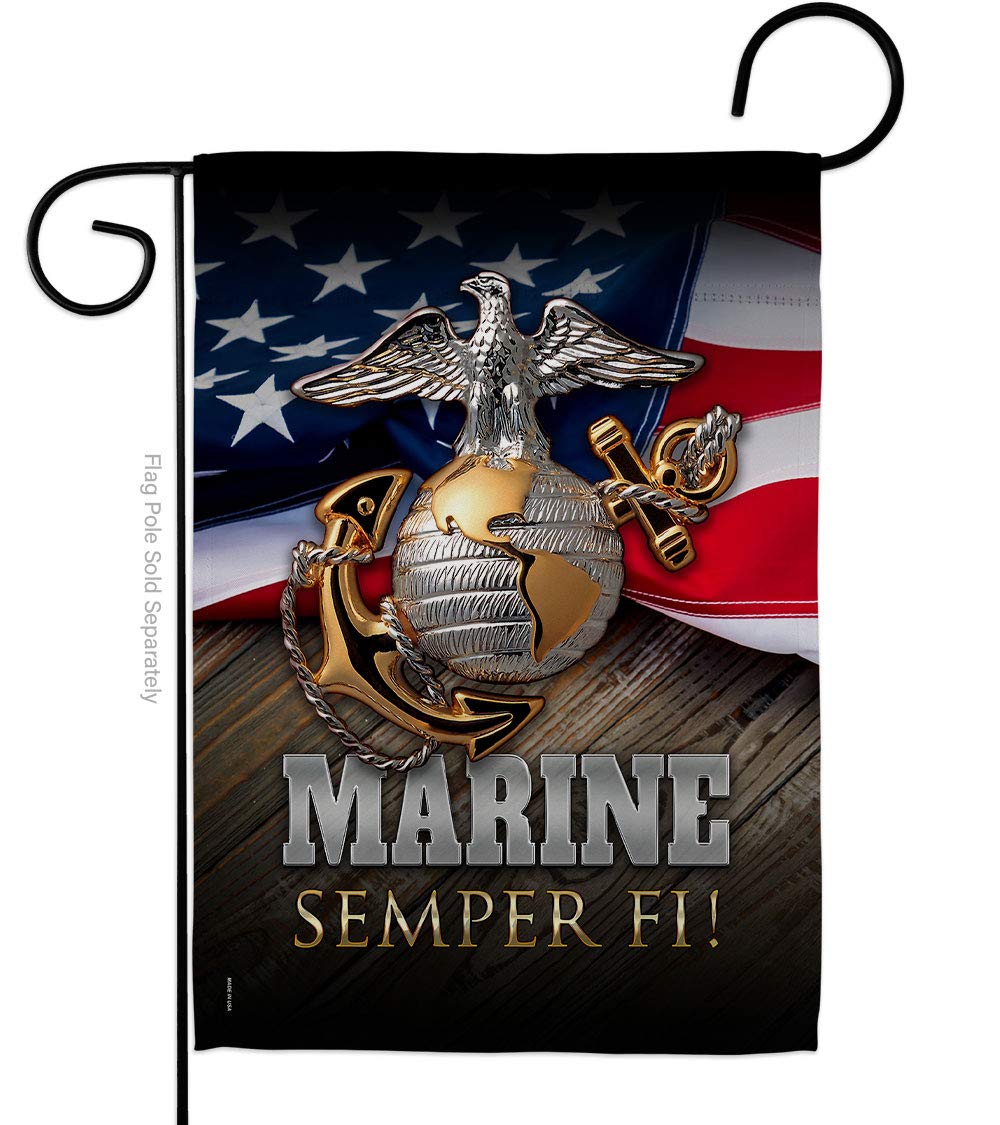 Angeleno Heritage Marine Semper Fi flag front view for outdoor display