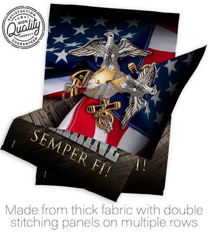Angeleno Heritage Marine Semper Fi flag USA-printed design emphasizes origin