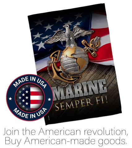 Angeleno Heritage Marine Semper Fi flag weather-resistant material withstands outdoor use