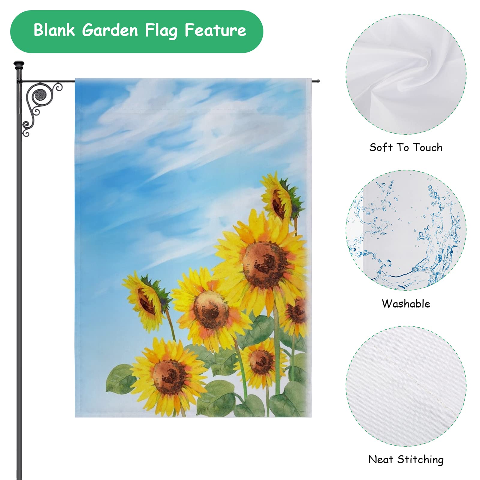 Anglecai heat-transfer-ready flag blank, ideal for DIY patterns on both sides.