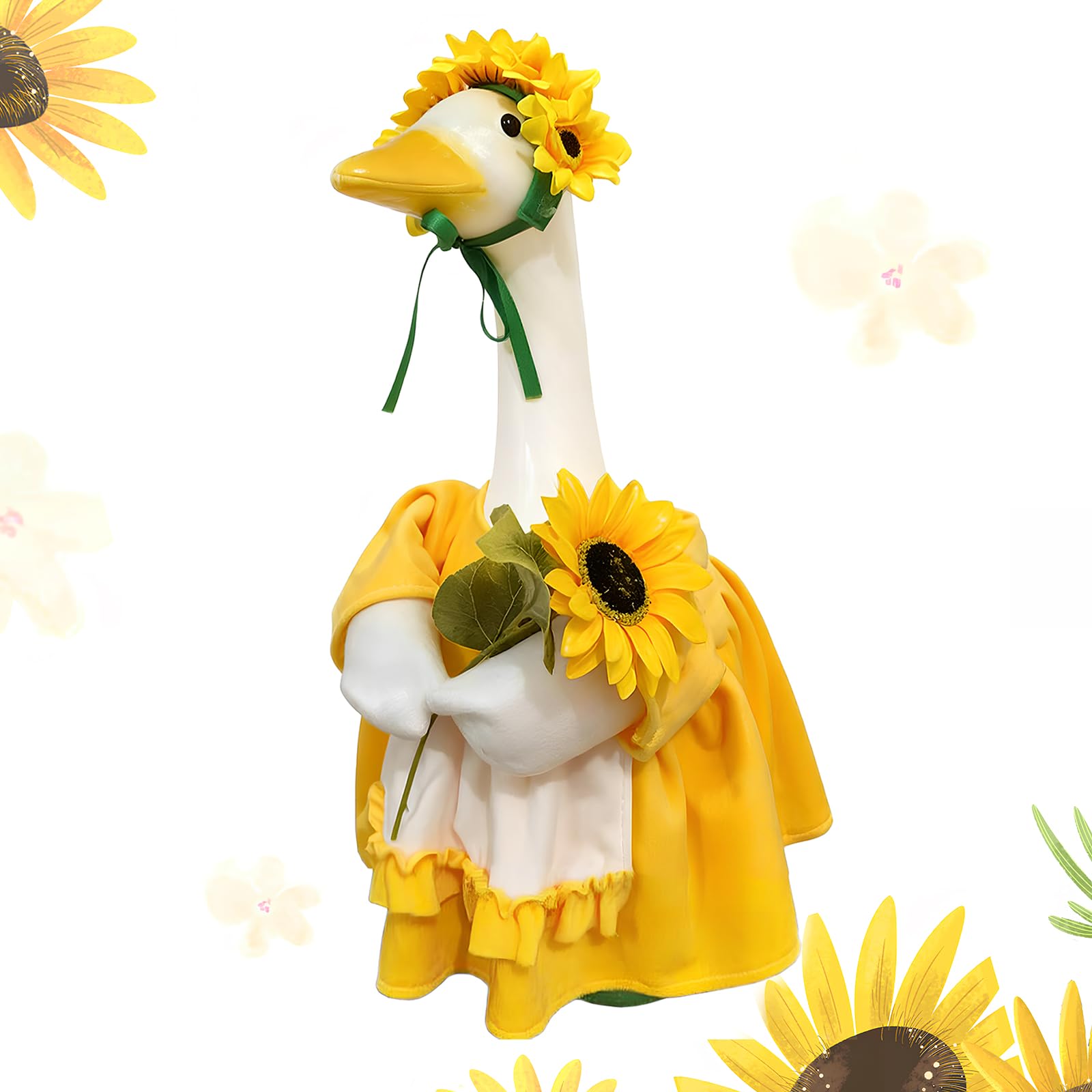 ANGURI sunflower dress for goose creates a bright seasonal porch display