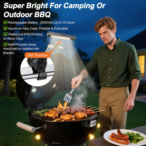 Anicooking IPX5 waterproof grill light stays bright in rain or splashes