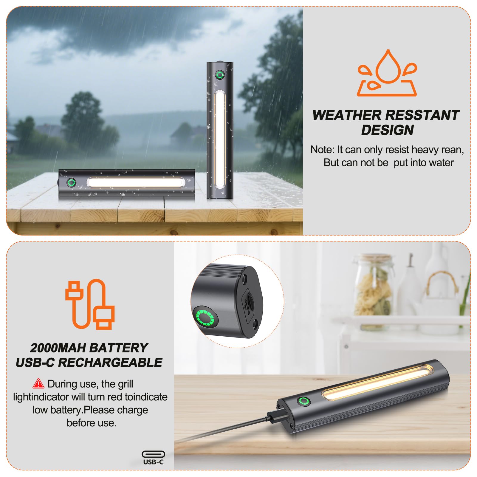 Anicooking two-level brightness grill light adapts to night or daytime grilling