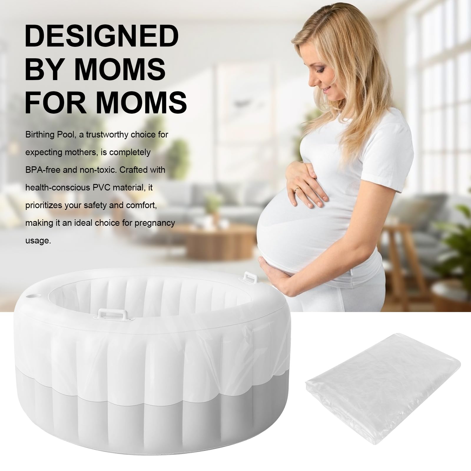 Anicuta birth pool liner allows cup holder and grips remain accessible.