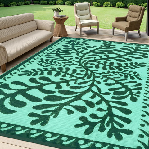 Anidaroel outdoor rug with aquatic-pattern design enhances patios and gardens