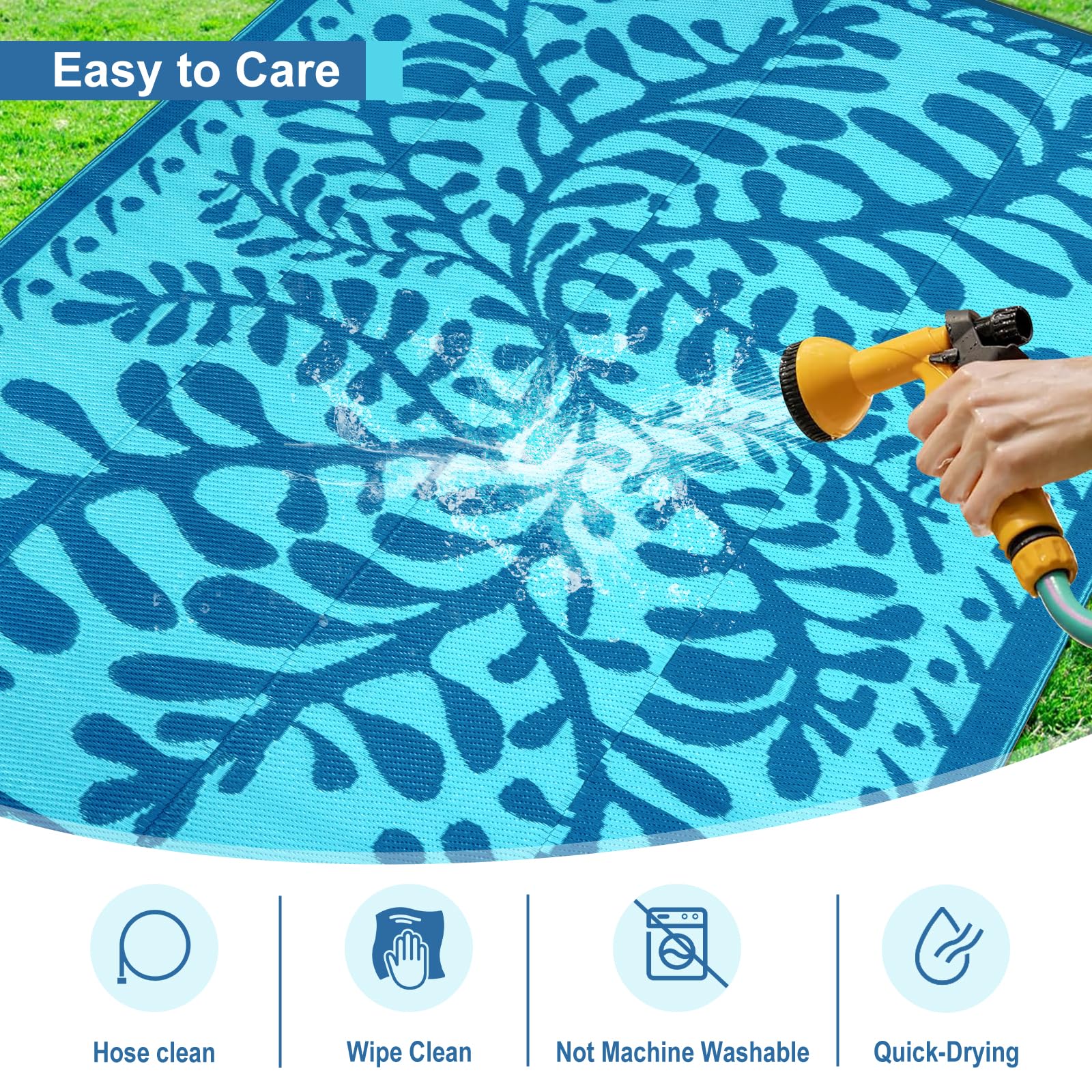 Anidaroel outdoor rug shows quick-dry performance after sun exposure