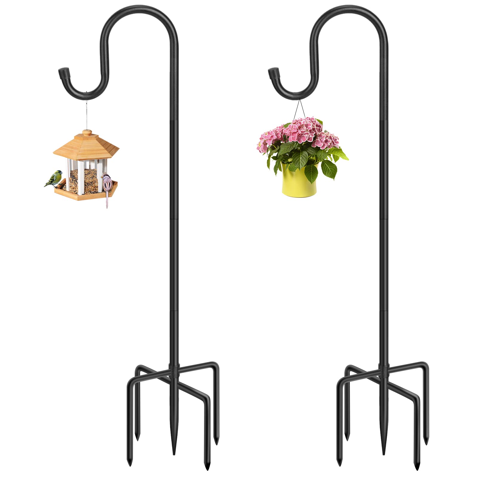 ANIDEER 36-inch shepherd hook with 5-prong base provides stable outdoor support for bird feeders