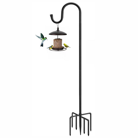 ANIDEER 60-inch shepherds hook with seven-prong base, ideal for secure outdoor feeders.