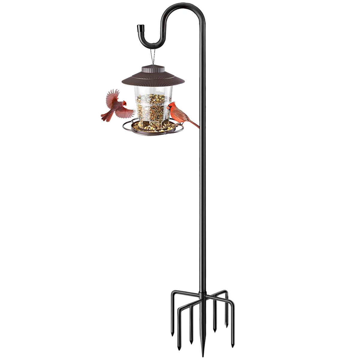 ANIDEER 84-inch shepherds hook with seven-prong base for sturdy outdoor setups.