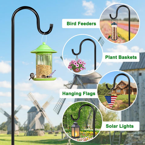 Black powder-coated finish resists rust for seasons of outdoor use.