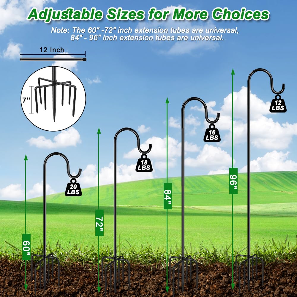 Seven-prong base reduces tipping when loaded with bird feeders.