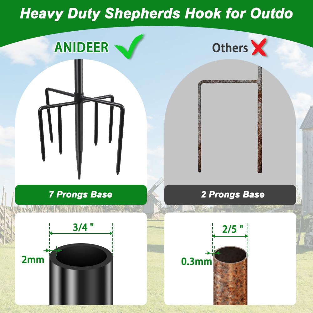 ANIDEER seven-prong base keeps the stand upright in windy conditions.
