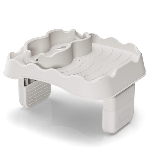 Anivia hot tub table tray clips securely on the pool edge for hands-free sipping.
