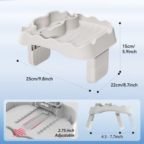 Anivia tray's non-slip rubber protects tub walls while keeping items in place.