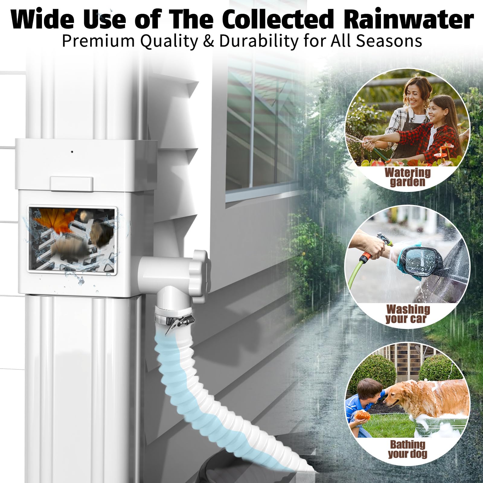 Anivia removable filter window with screen for debris-free rainwater.