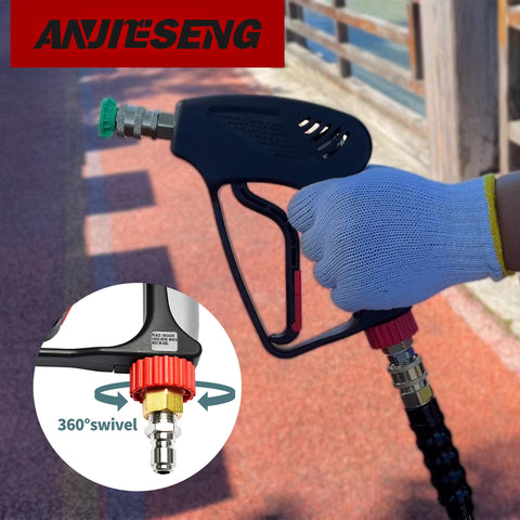 ANJIESENG 5000 PSI gun delivers powerful clean for driveways and patios.