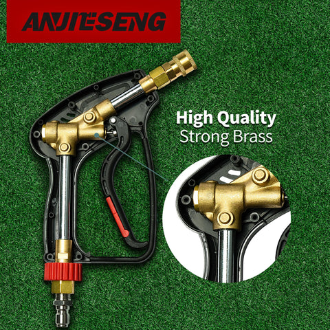 ANJIESENG three-eighths quick-connect with M22-14 for easy hose compatibility.