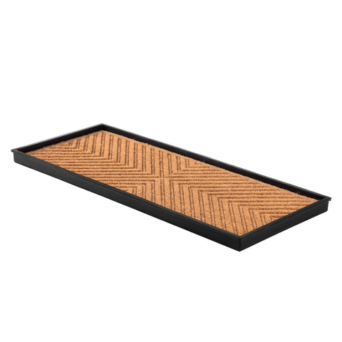 Anji Mountain AMB0BT3F-017 black boot tray with coir insert keeps entryways tidy.