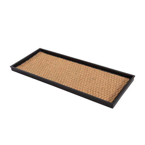Anji Mountain heavy-duty rubber shoe storage tray with coir insert for tidy entryways.