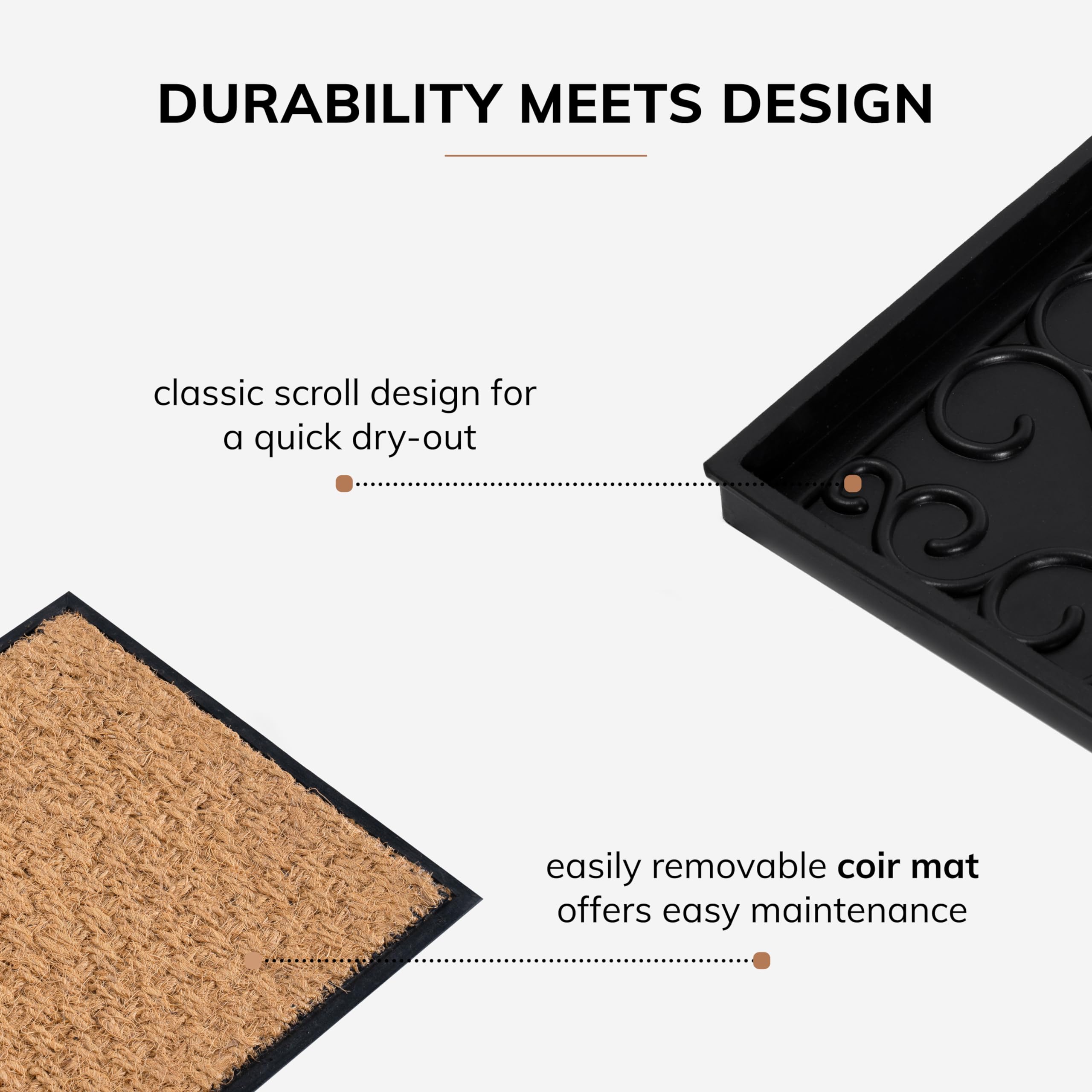 Anji Mountain raised edges contain spills and protect floors.