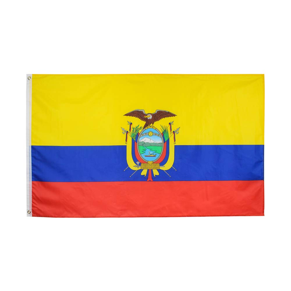 ANJOR Ecuador flag fluttering in sunlight for outdoor display.