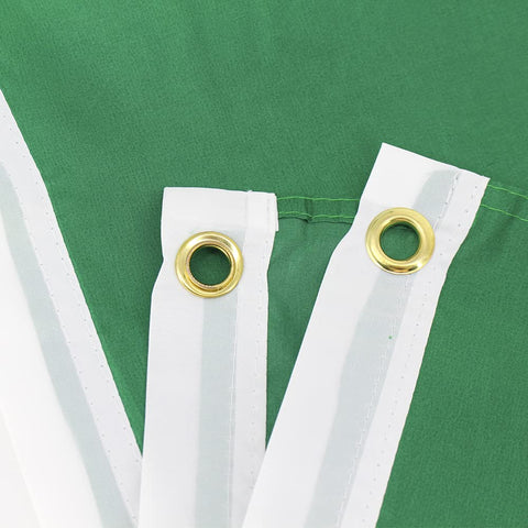 Two brass grommets provide reliable hanging on standard flagpoles