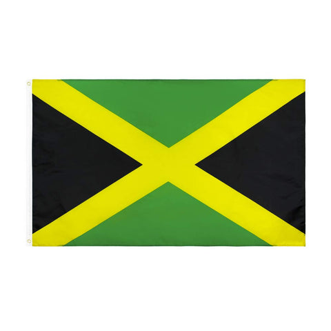 ANJOR Jamaica flag 3x5 ft front view highlights bright, durable polyester for outdoor display.