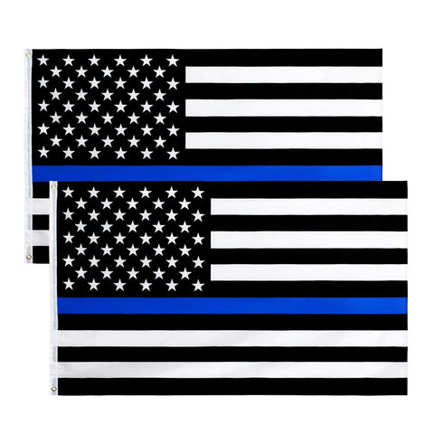 ANJOR thin blue line flag 3x5 front view for respectful display.