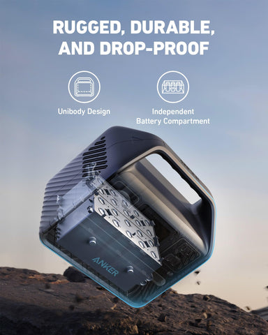 Anker 521 power station side ports enabling multi-device charging on camping trips.