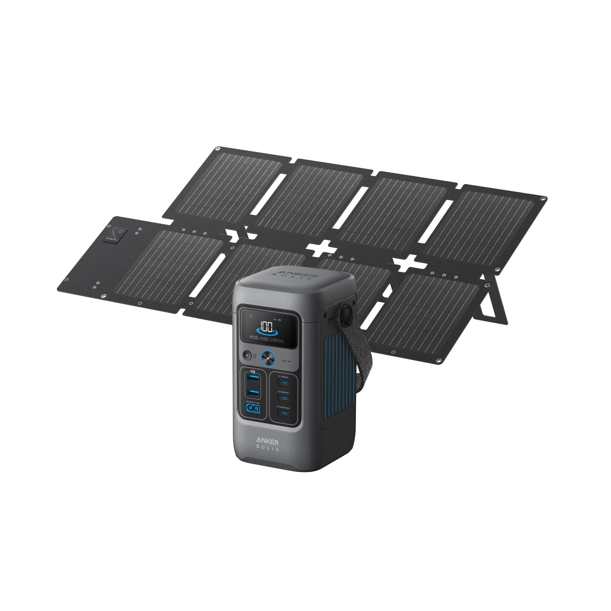 Anker SOLIX C200 front view shows a compact power station for outdoor adventures.