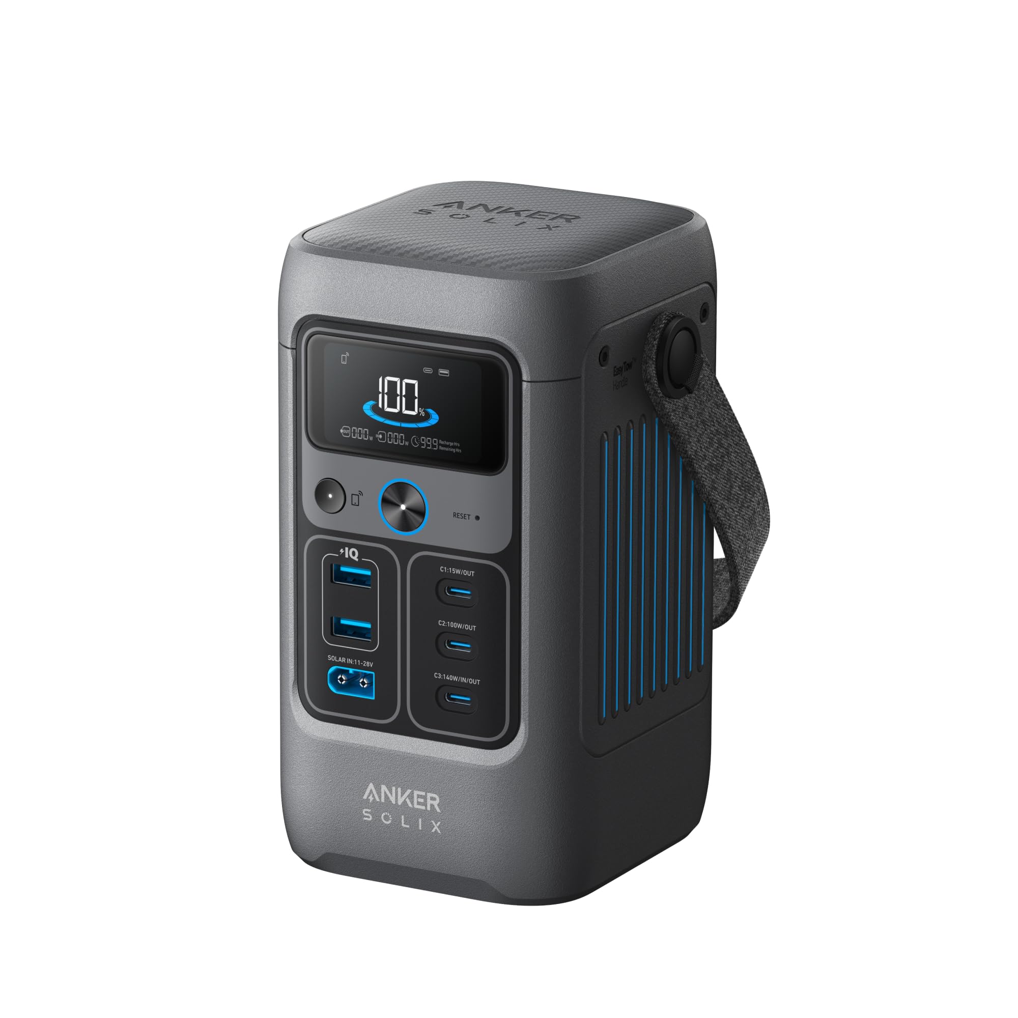 Anker SOLIX C200 front ports for easy access on the go.