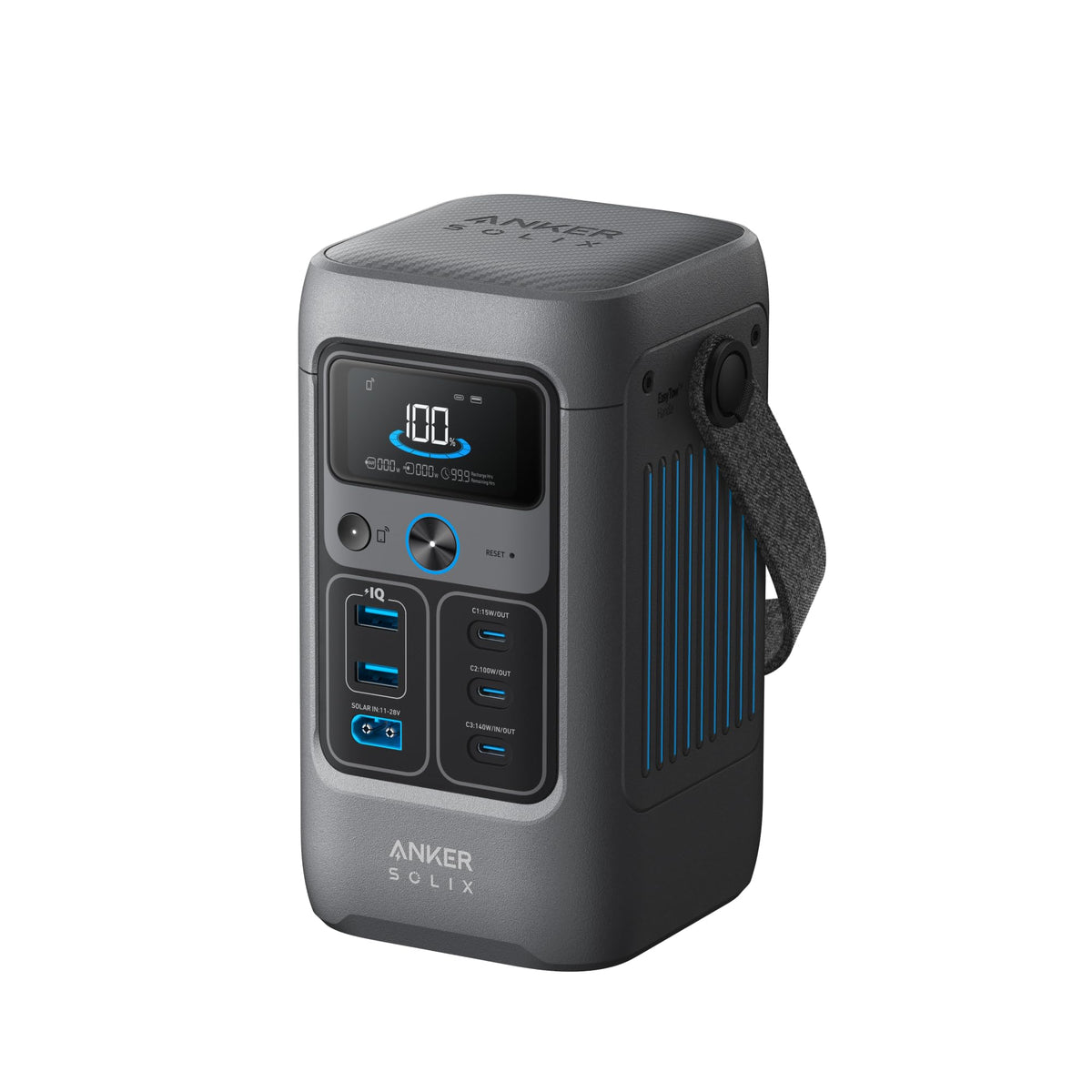 Anker SOLIX C200 front ports for easy access on the go.