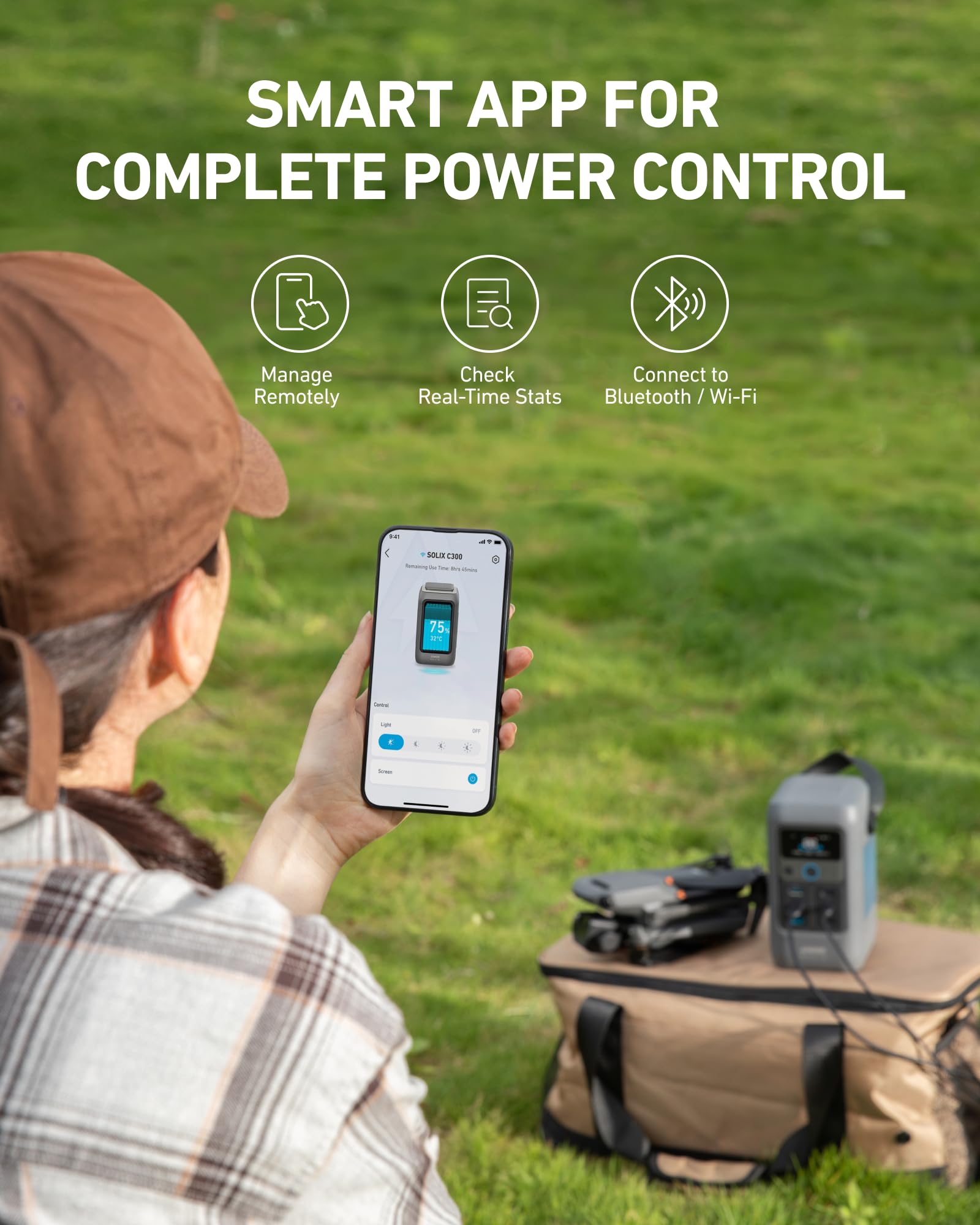 Anker SOLIX C200 solar recharge setup supports off-grid charging.
