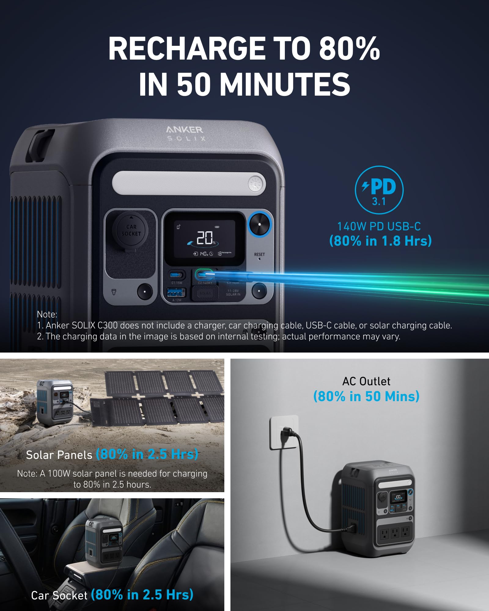 Anker SOLIX C300 compact travel design fits backpacks easily