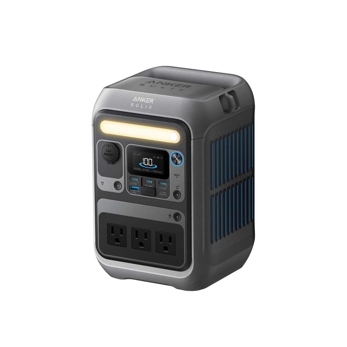 Anker SOLIX C300 front view shows portable power on outdoor trips