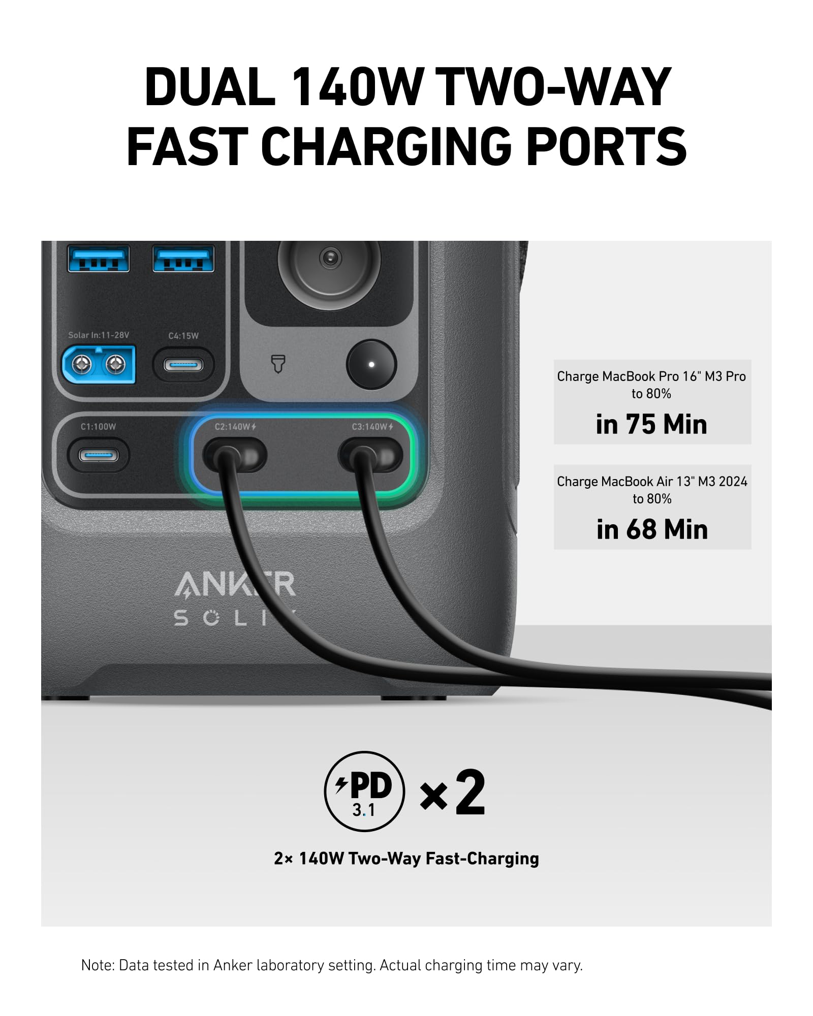 Anker SOLIX C300 portable-camping-ready design fits easily in a backpack.