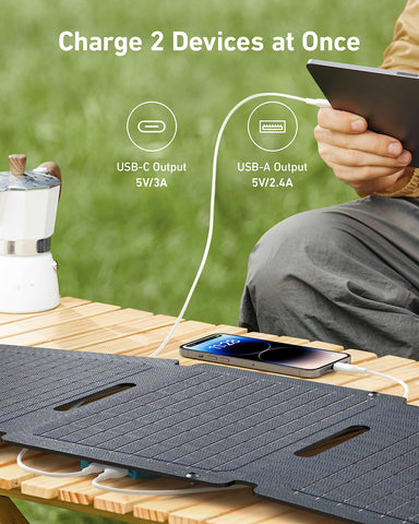 Anker Solix PS30 dual ports USB-A and USB-C for versatile charging.