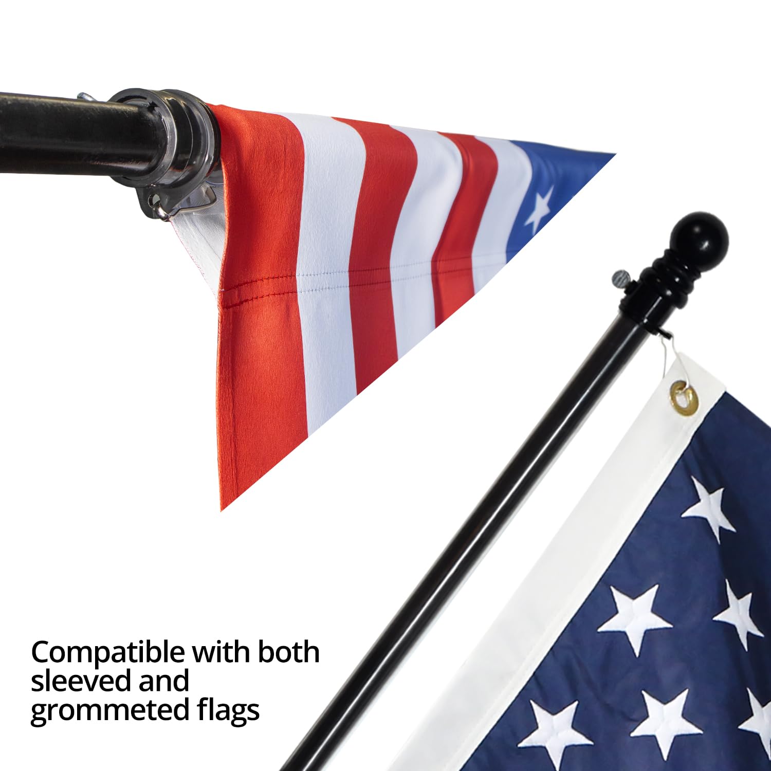 Anley 0.9-inch diameter pole for easy mounting with brackets.