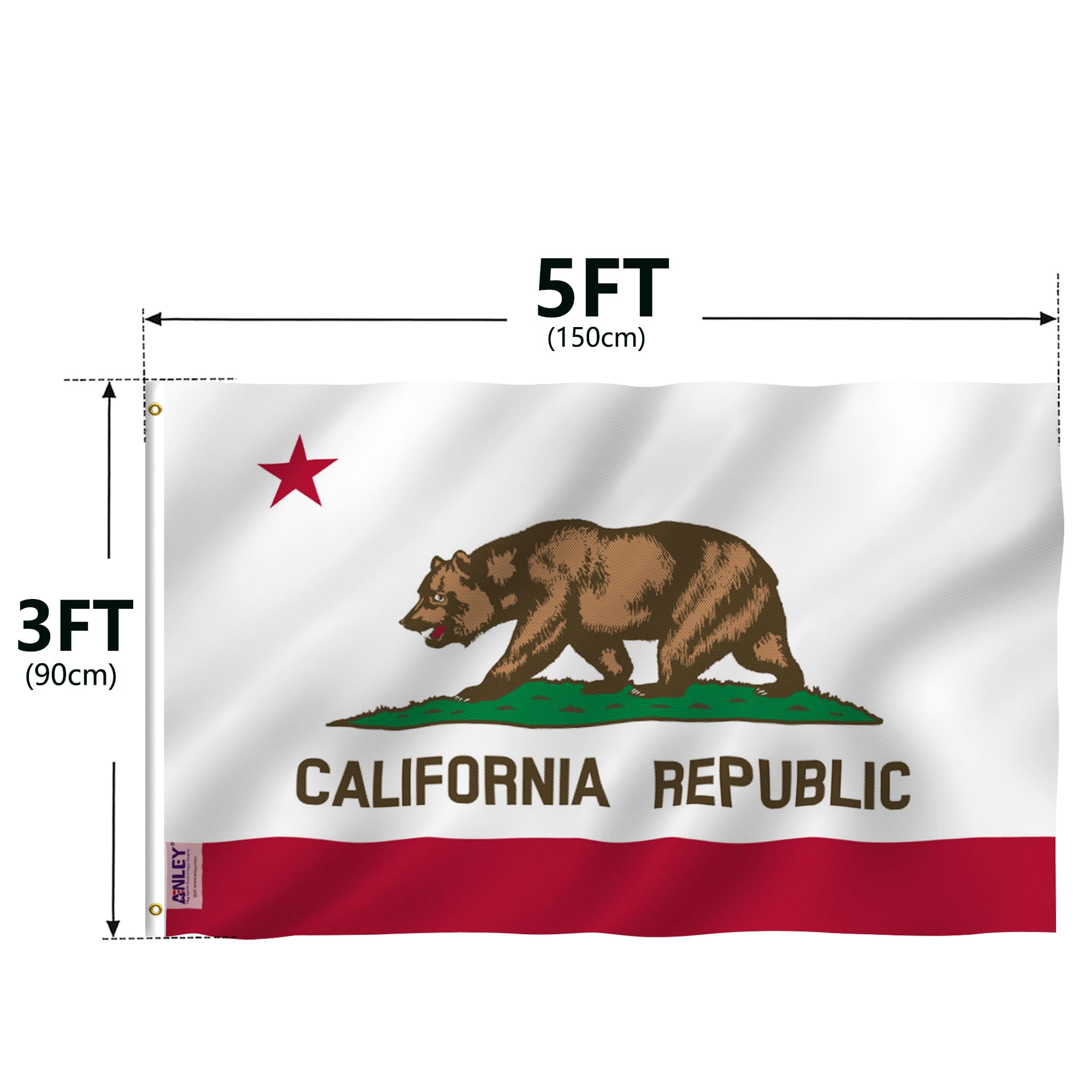 Anley 3x5 California flag ready for hanging.